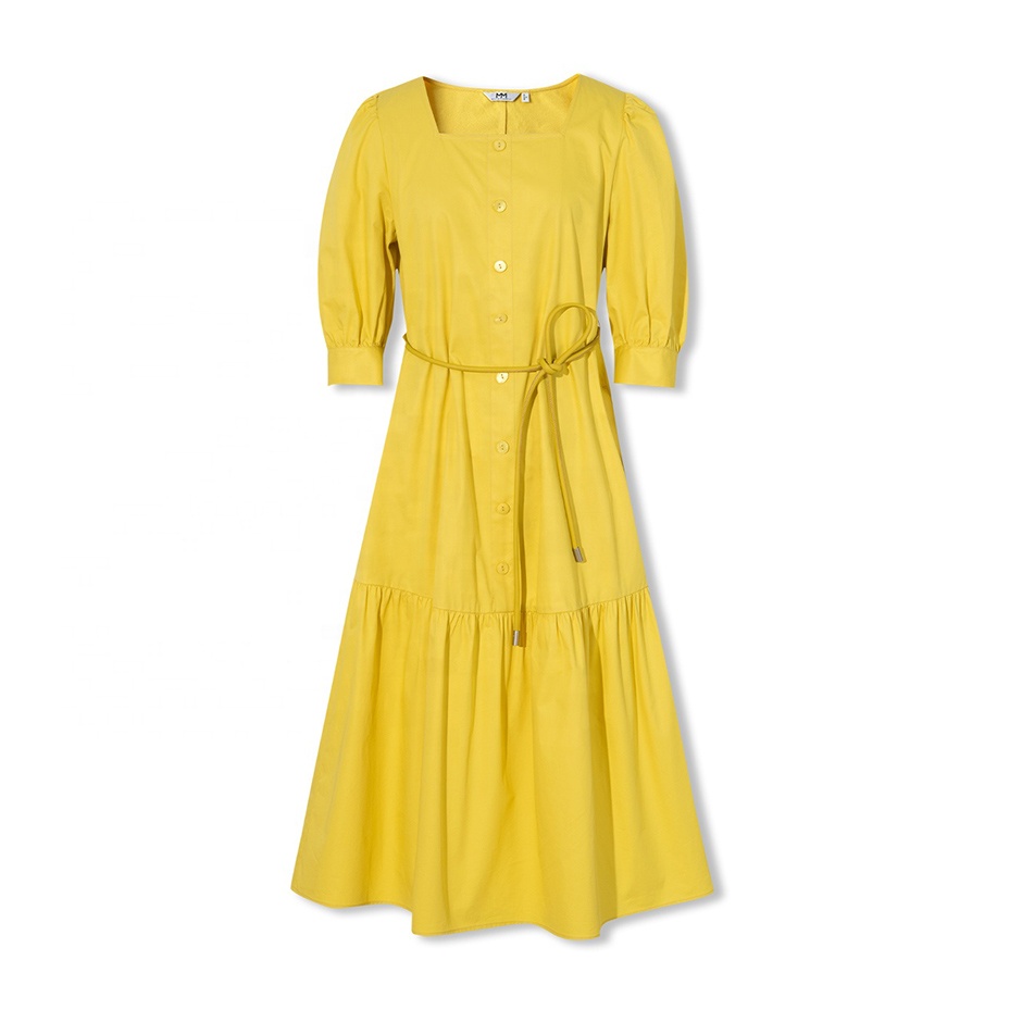direct sales Summer French Style Square Collar Modest Dresses With Belt