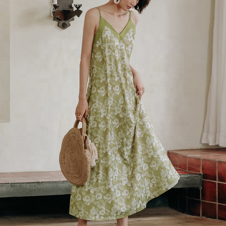 hot sales Women Floral Beach Dress Long Slip Dress Beachwear